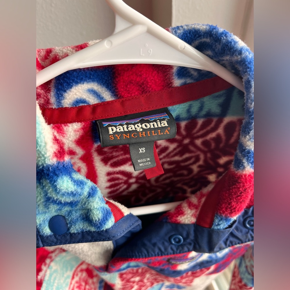 Patagonia Synchilla Snap-T Pullover Nordic Patchwork Mosaic Red White Blue XS - Picture 4 of 4